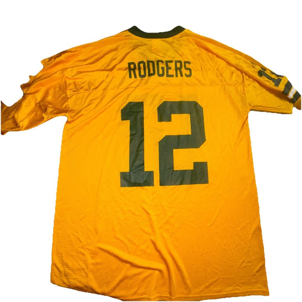 Greenpack Packers Aaron Rodger’s 12 NFL Xl Jersey Yellow And Green (n23)